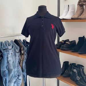 US Polo Assn. Black Polo Top W/ Red Logo